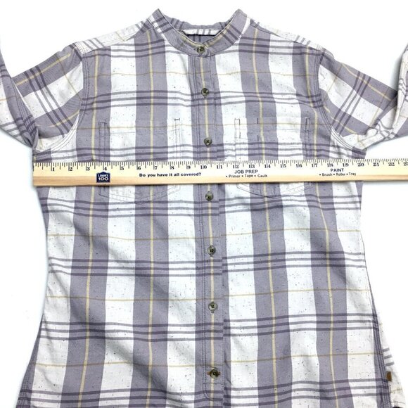 Carhartt Women's Purple and Ivory Plaid Shirt Button Front 3/4 Sleeves Medium - Picture 4 of 10